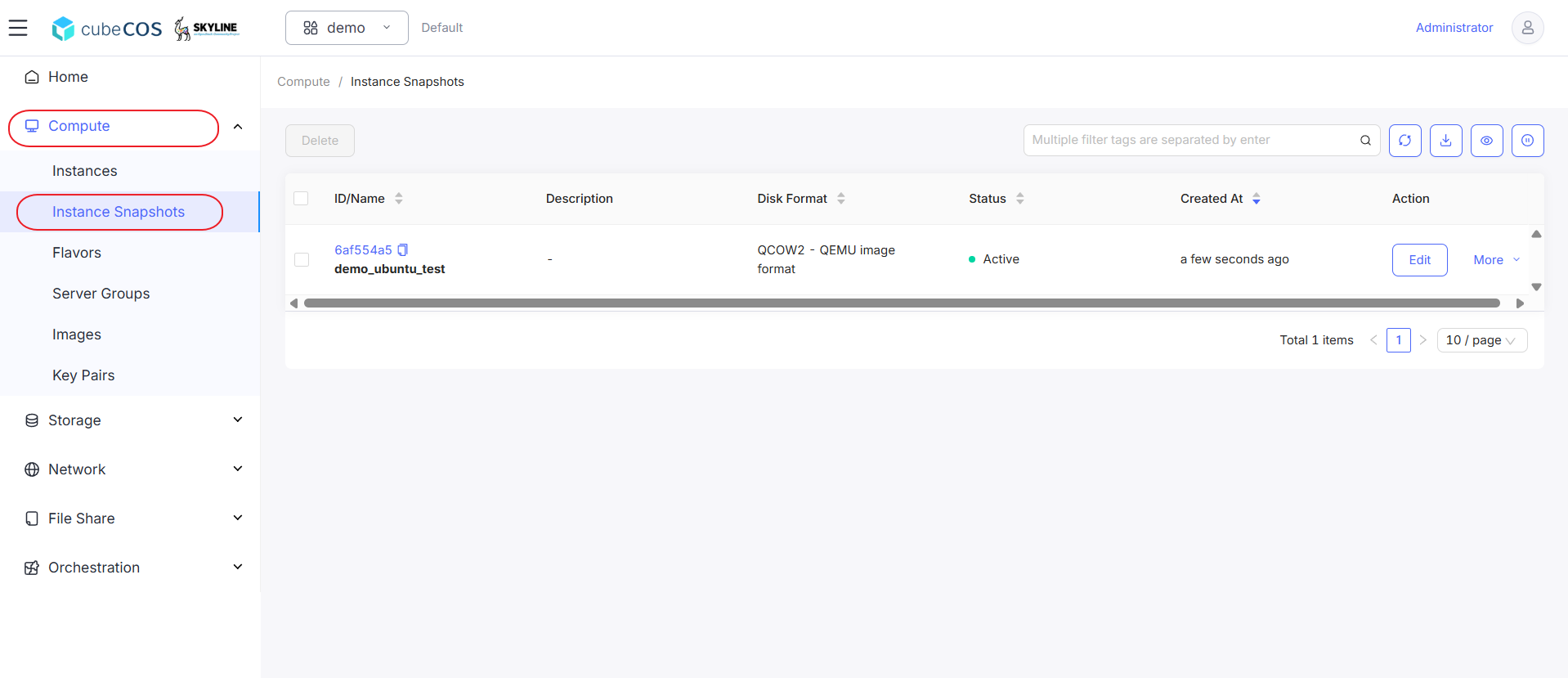 Create instance Snapshot | Bigstack Documentation