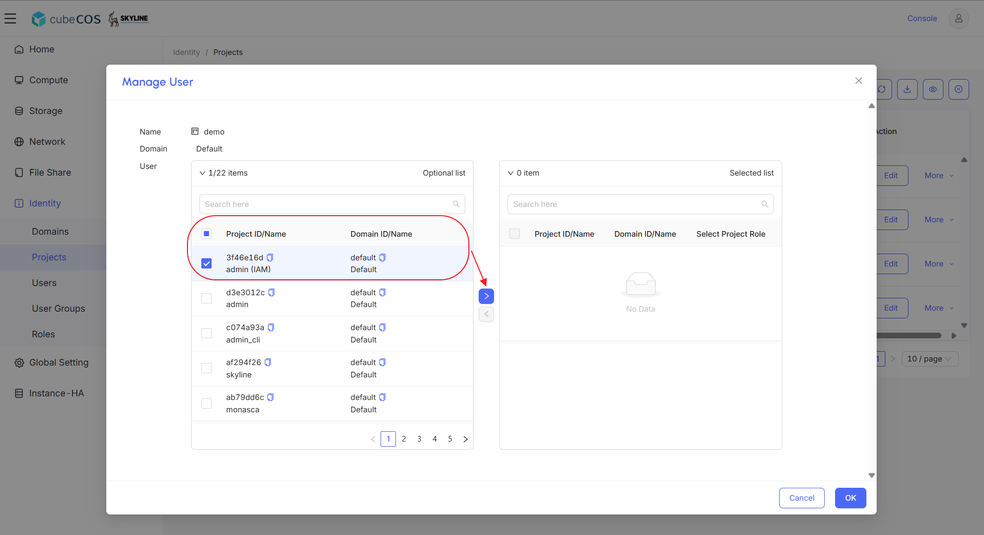 How to assign users to CubeCOS projects | Bigstack Documentation
