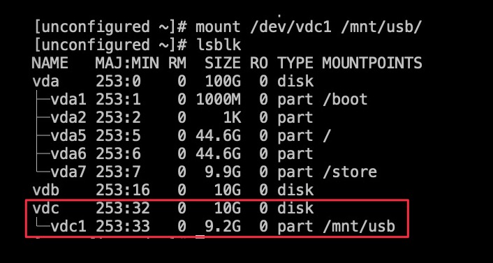 Mount the USB device to the filesystem