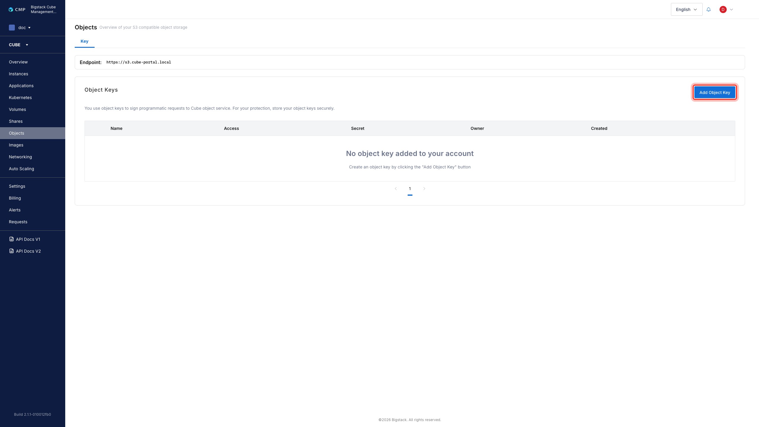 Objects page