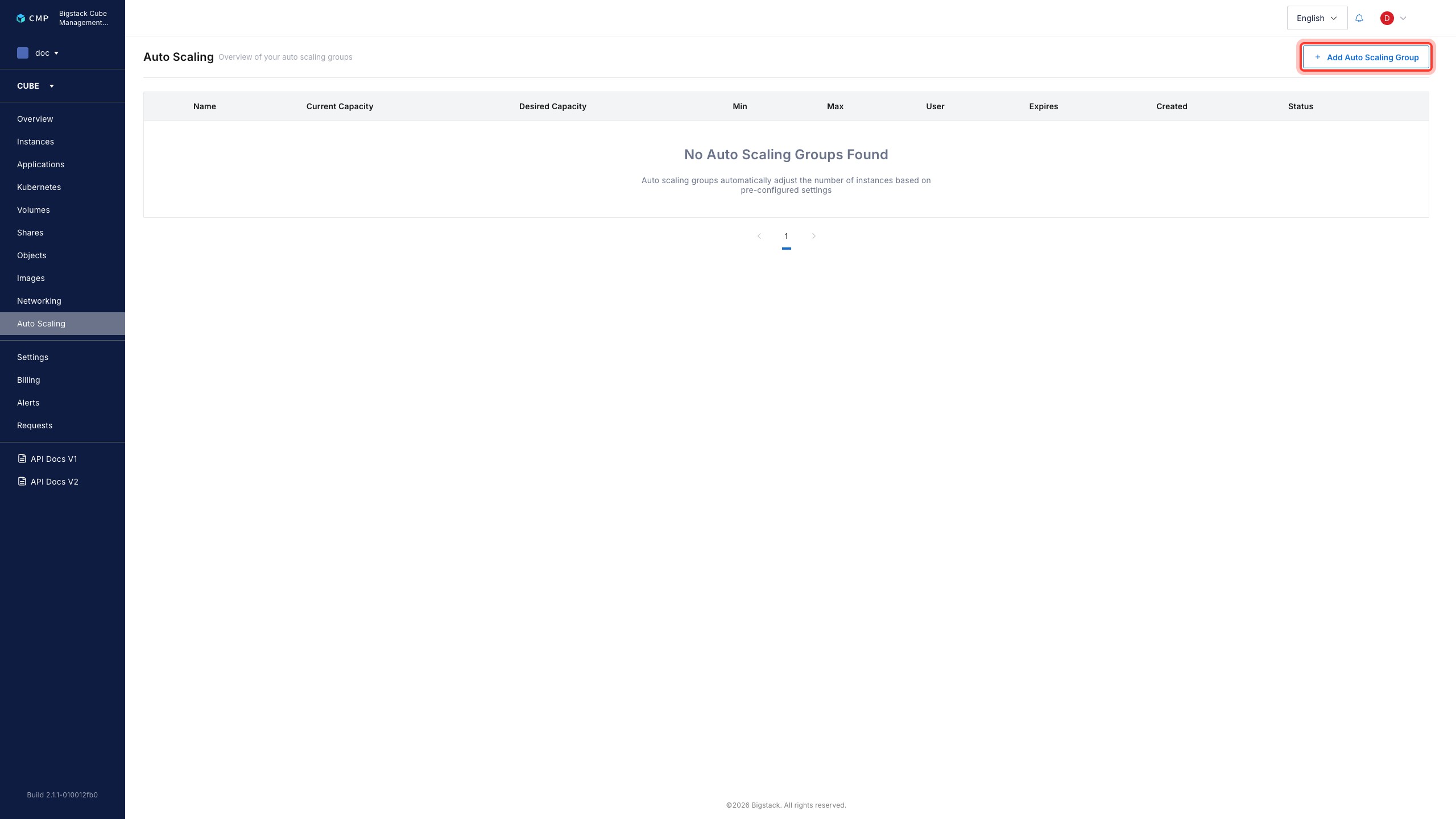 Auto Scaling overview page