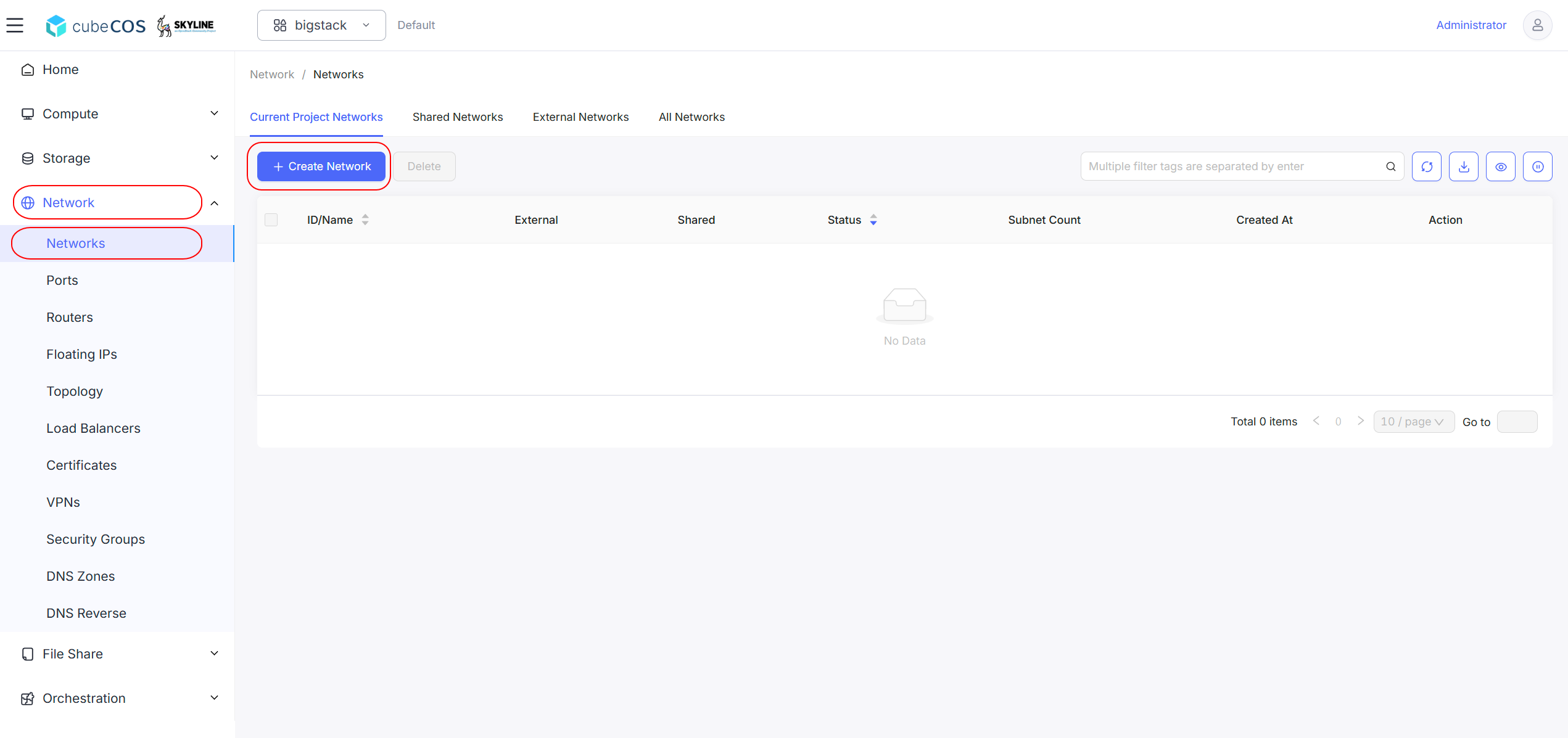 Create Private Network | Bigstack Documentation