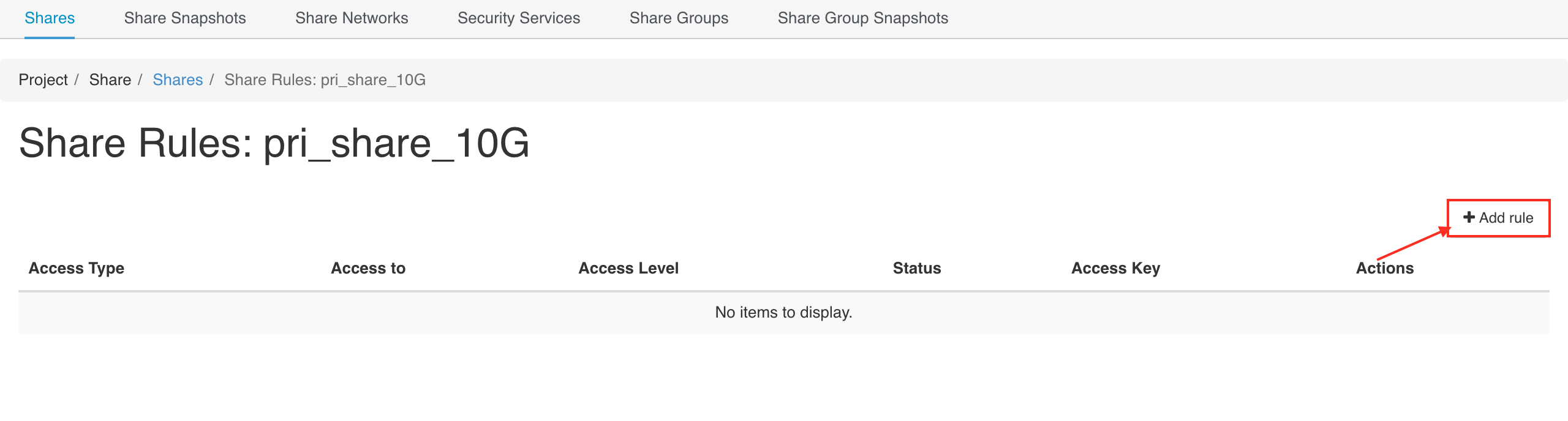 Create a tenant sharing | Bigstack Documentation