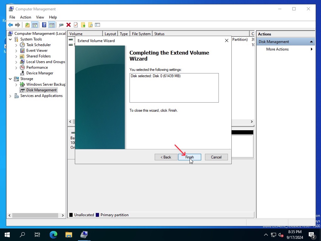 Volume extend 10