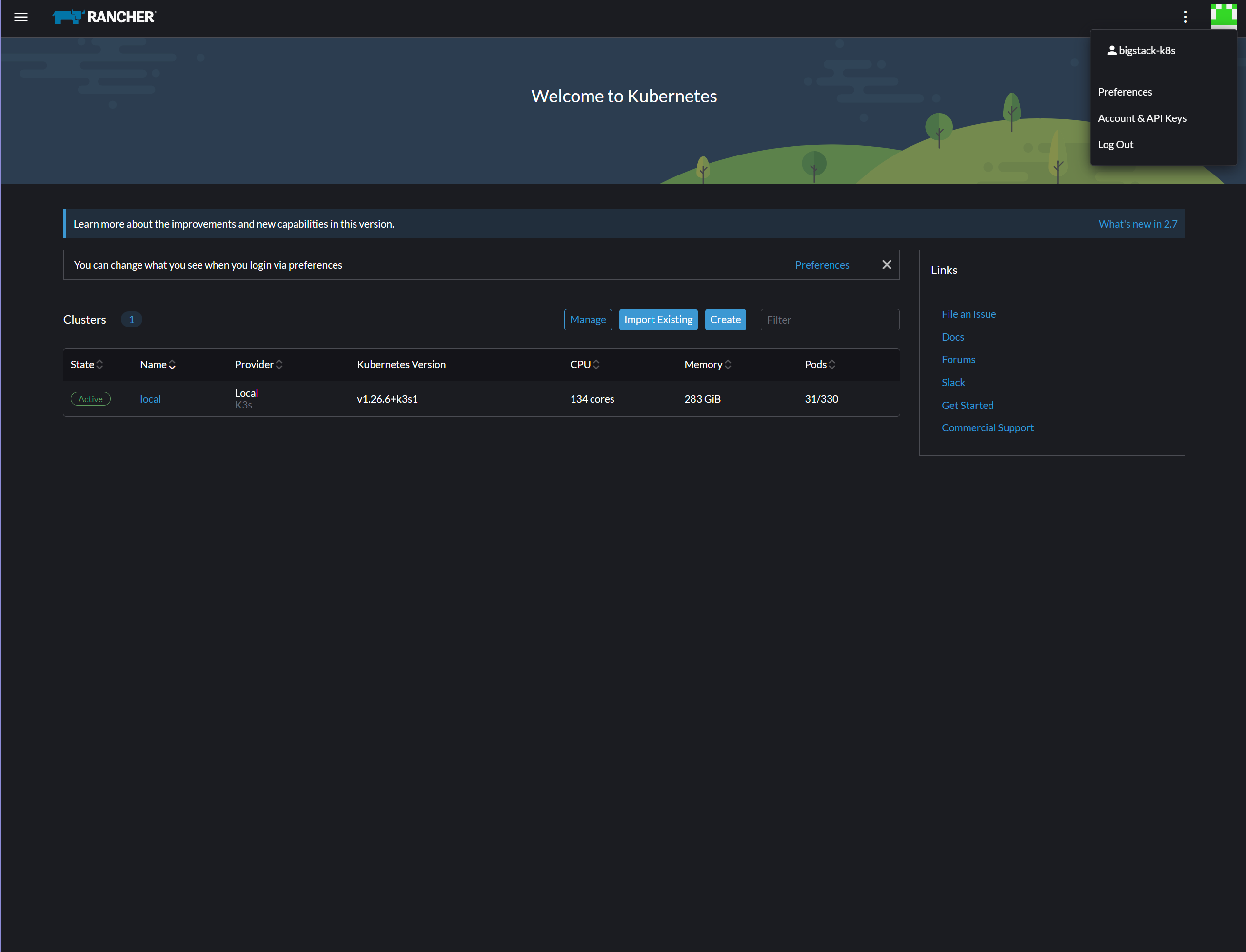 使用者 bigstack-k8s 的 Rancher 登入畫面